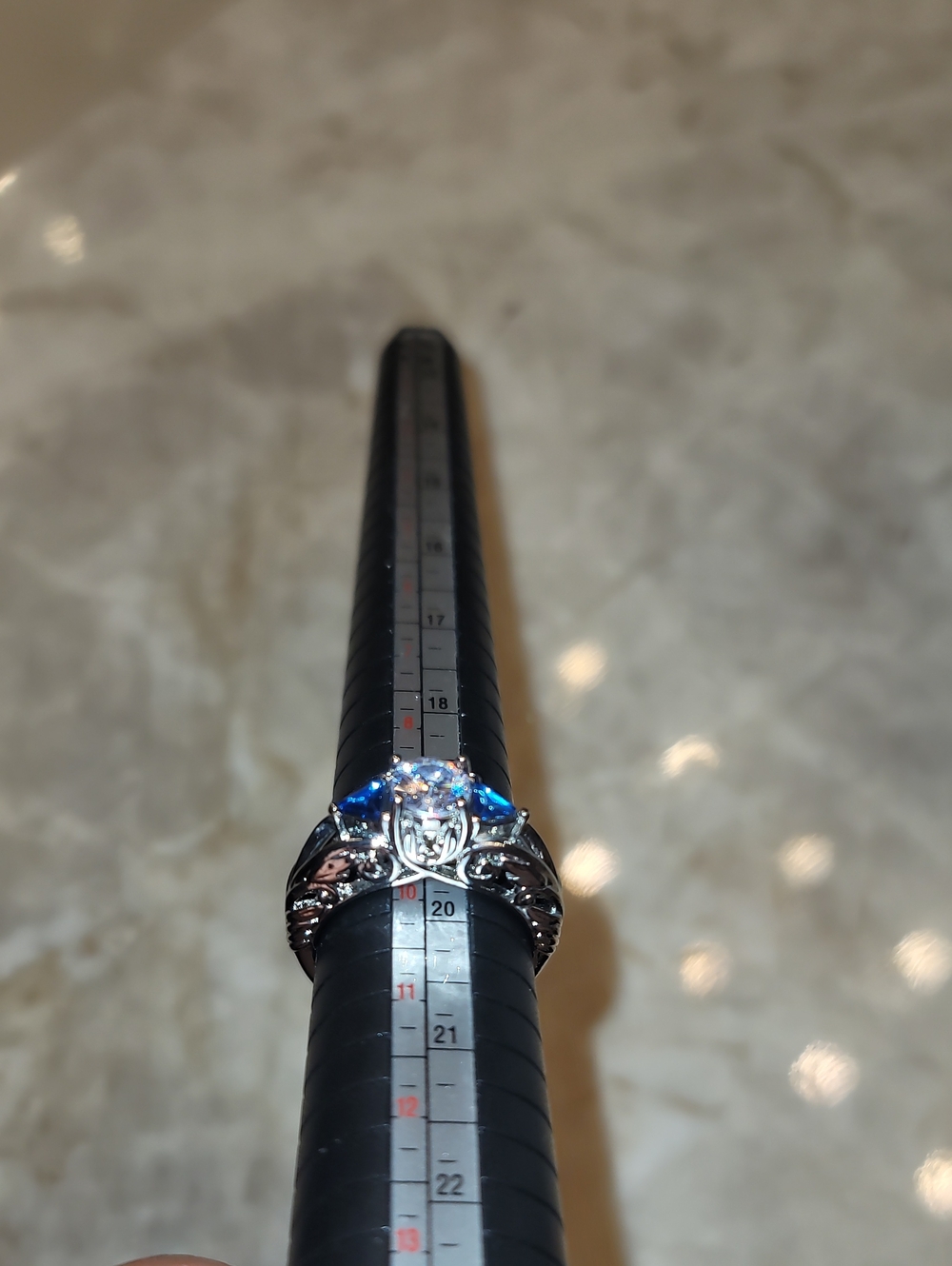 Silver Blue Cubic Zirconia Statement Ring - Women Jewelry